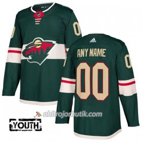 Barn Ishockey Minnesota Wild Tröja med eget tryck Adidas 2017-2018 Grön Authentic